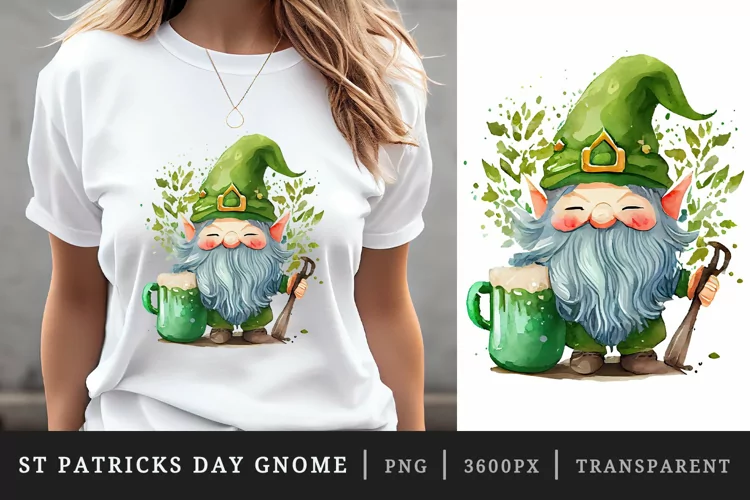 St Patricks Day Gnome & Beer t-shirt sublimation design png