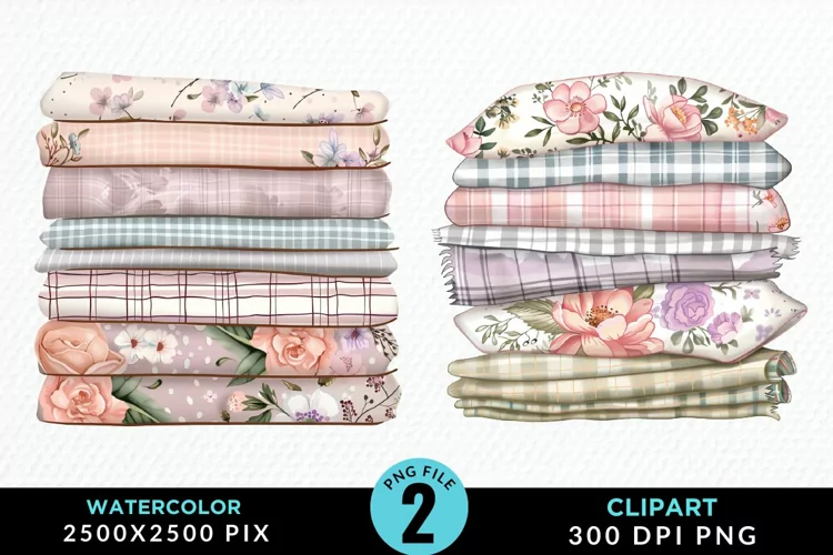 Watercolor Stack Of Fabrics Exquisite Clipart