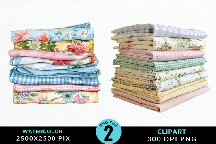 Watercolor Stack Of Fabrics Exquisite Clipart
