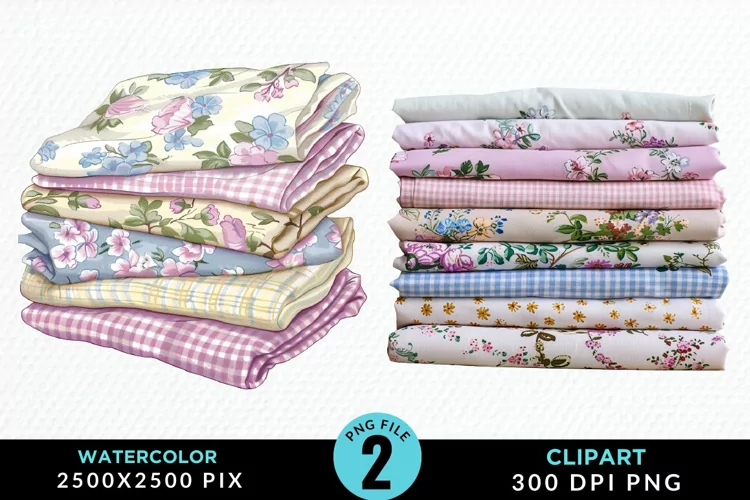 Watercolor Stack Of Fabrics Illustration Clipart