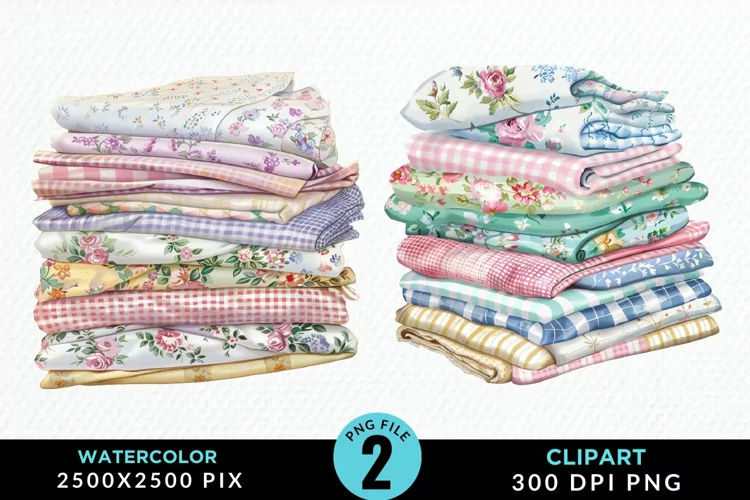 Watercolor Stack Of Fabrics Exquisite Clipart