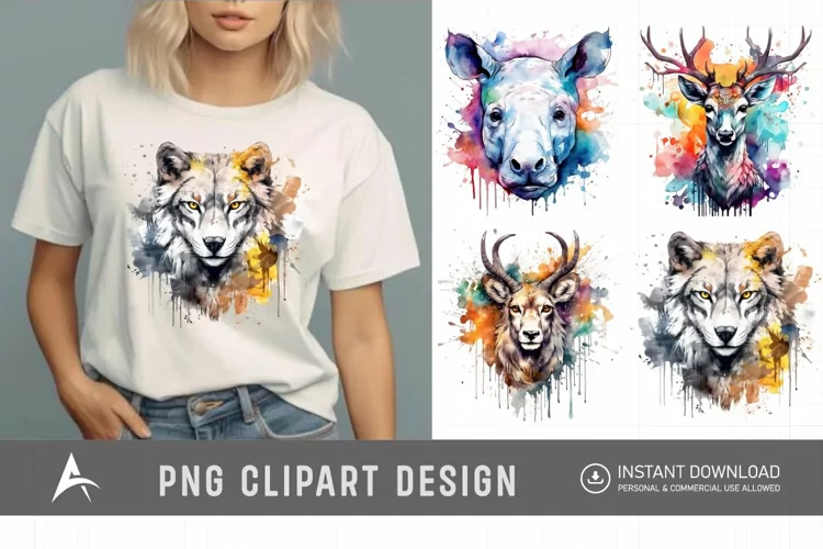 Watercolor Stained Animal Clipart