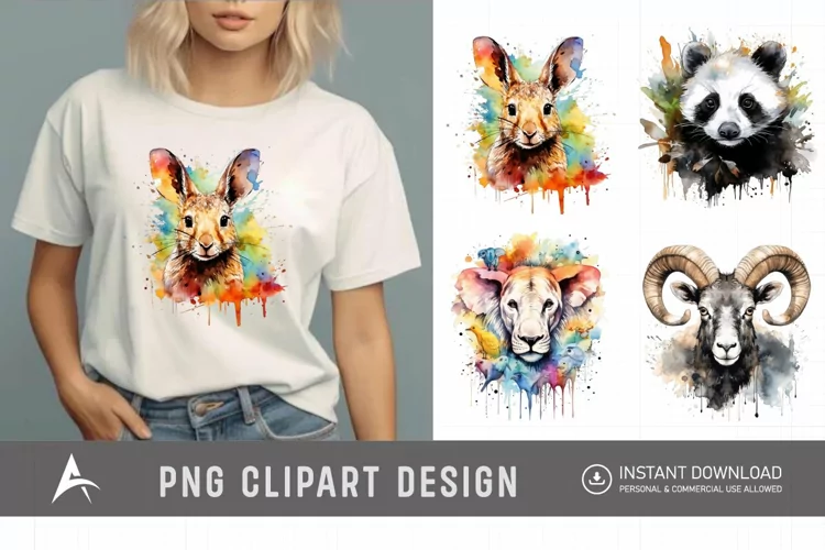 Watercolor Stained Animal Clipart