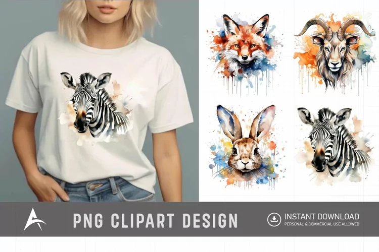 Watercolor Stained Animal Clipart