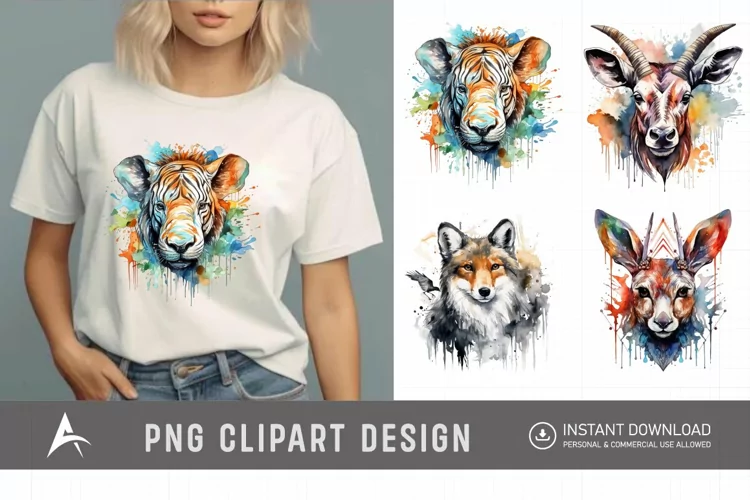 Watercolor Stained Animal Clipart
