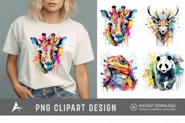 Watercolor Stained Animal Clipart