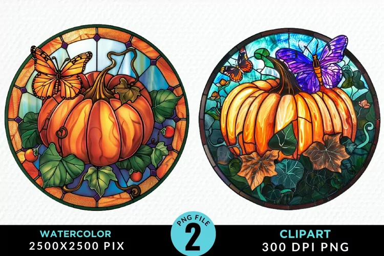 Stained Glass Pumpkin Exquisite Clipart