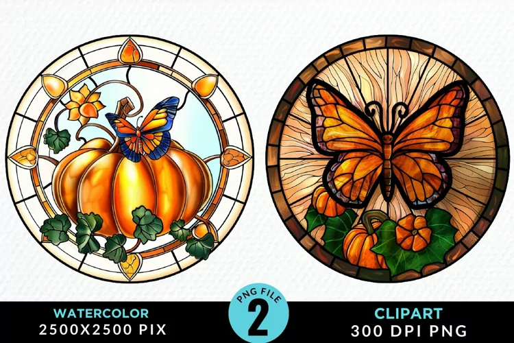 Stained Glass Pumpkin Exquisite Clipart