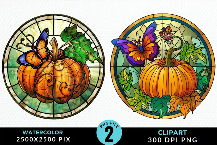 Stained Glass Pumpkin Graphic Clipart
