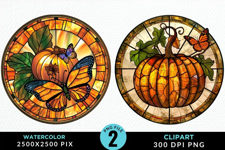 Stained Glass Pumpkin Graphic Clipart