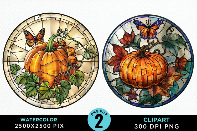 Stained Glass Pumpkin Graphic Clipart