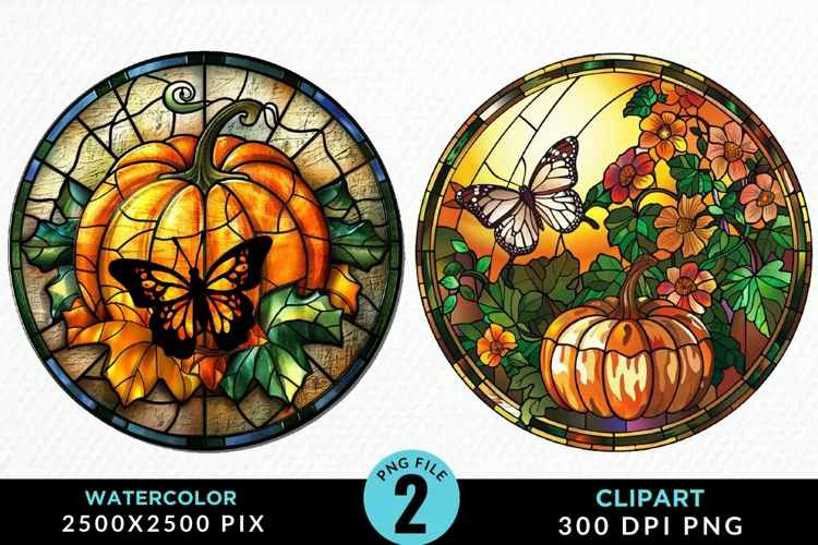 Stained Glass Pumpkin Graphic Clipart