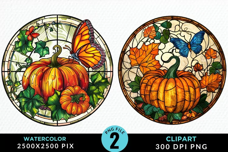 Stained Glass Pumpkin Graphic Clipart