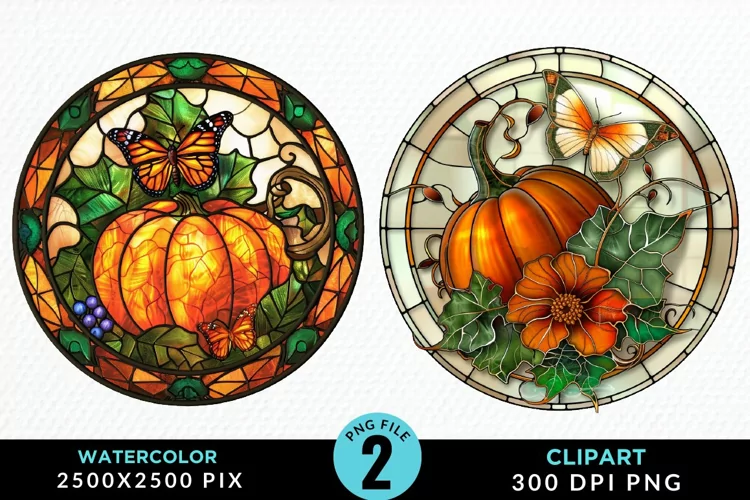 Stained Glass Pumpkin Exquisite Clipart