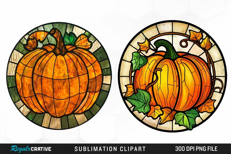 Stained Glass Pumpkin Graphic Clipart