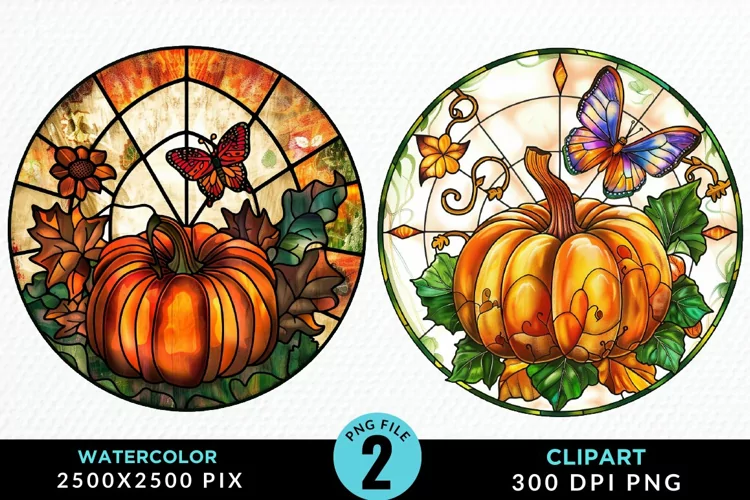 Stained Glass Pumpkin Exquisite Clipart