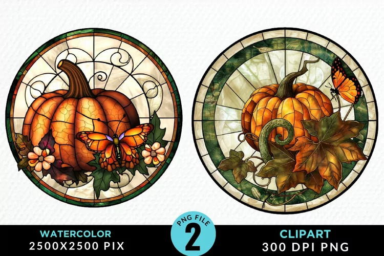 Stained Glass Pumpkin Exquisite Clipart