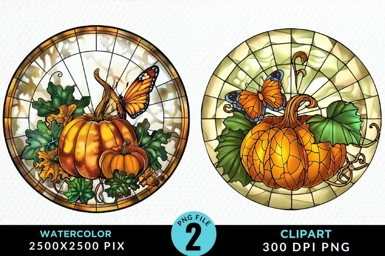 Stained Glass Pumpkin Graphic Clipart