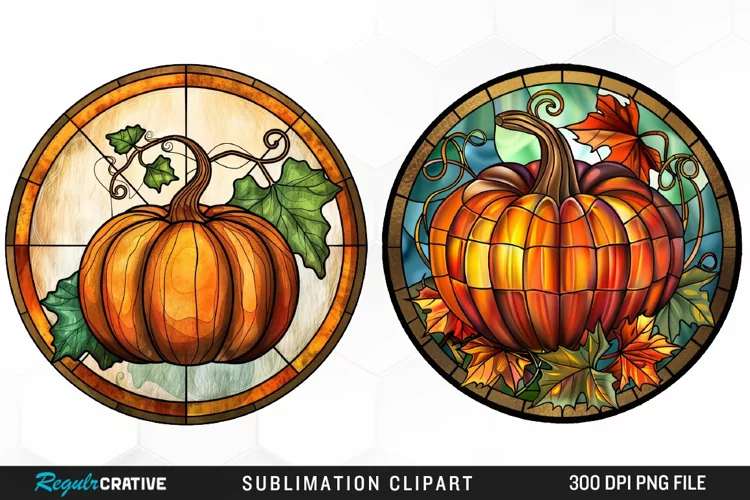 Stained Glass Pumpkin Graphic Clipart
