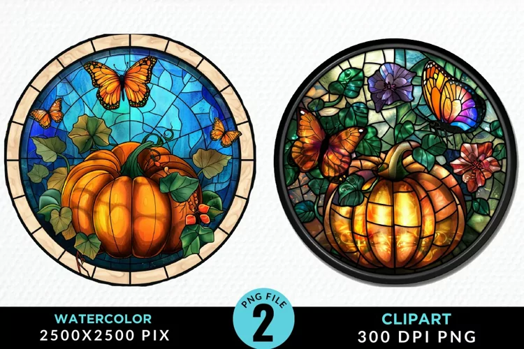 Stained Glass Pumpkin Exquisite Clipart