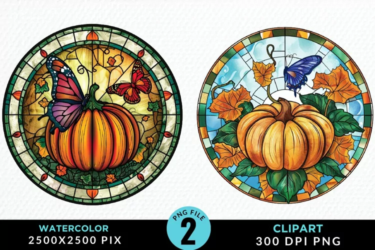Stained Glass Pumpkin Exquisite Clipart