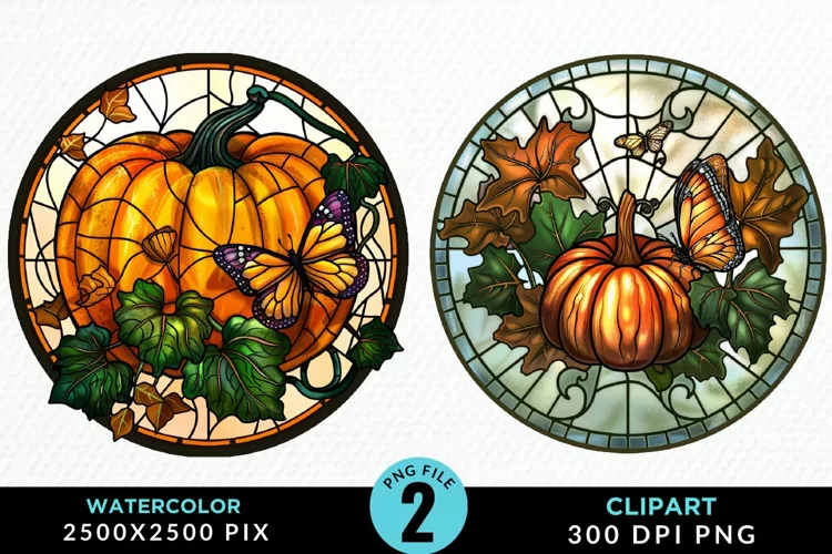 Stained Glass Pumpkin Exquisite Clipart