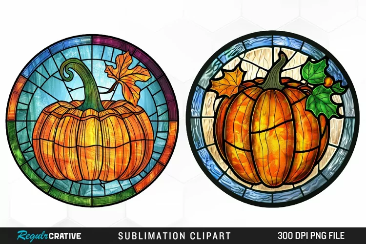 Stained Glass Pumpkin Graphic Clipart