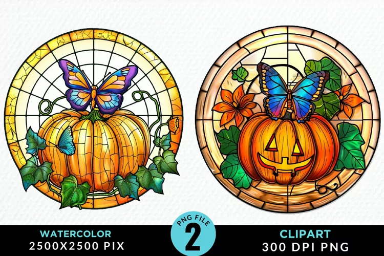Stained Glass Pumpkin Exquisite Clipart