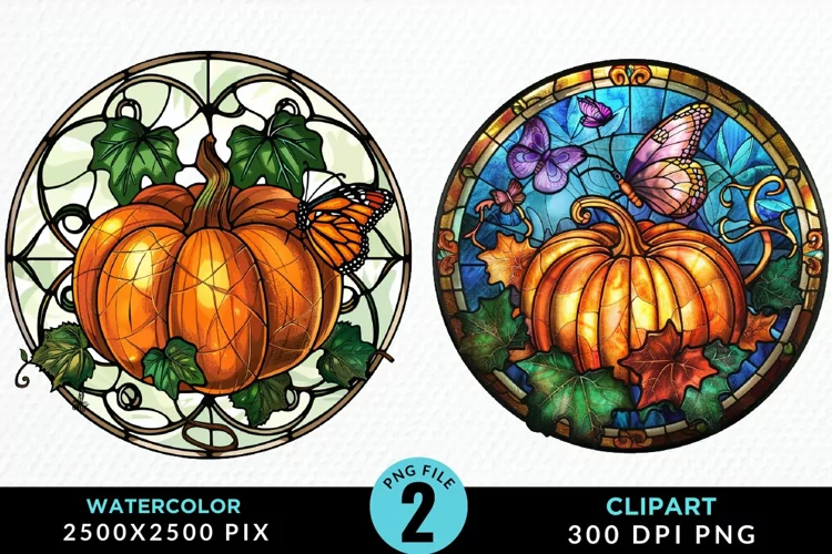 Stained Glass Pumpkin Exquisite Clipart