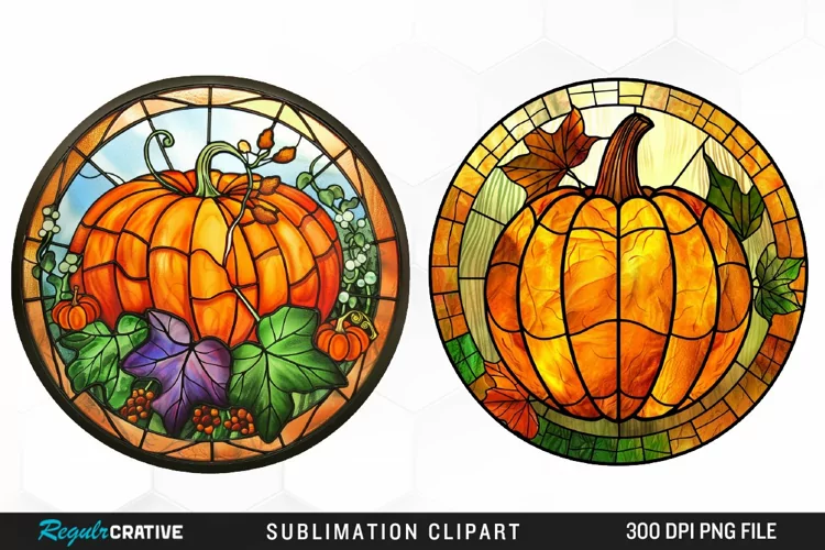 Stained Glass Pumpkin Graphic Clipart