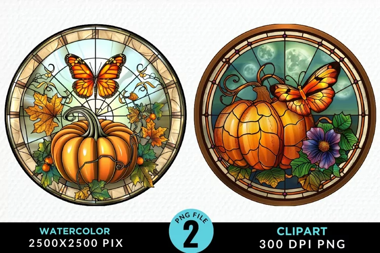 Stained Glass Pumpkin Graphic Clipart
