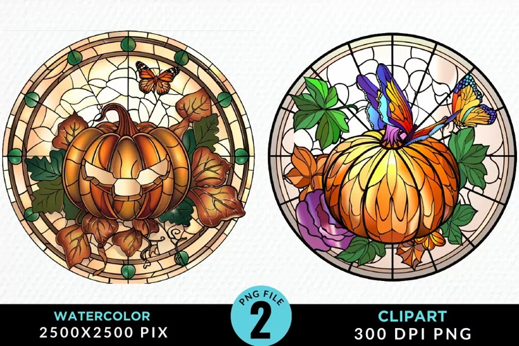 Stained Glass Pumpkin Exquisite Clipart