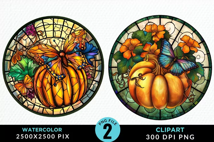 Stained Glass Pumpkin Exquisite Clipart