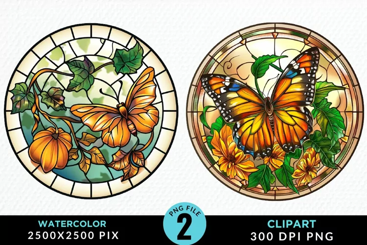 Stained Glass Pumpkins Illustration PNG Clipart