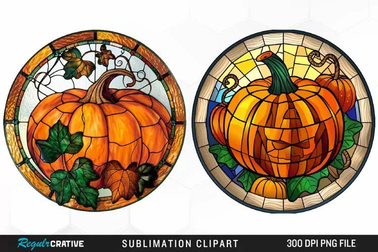 Stained Glass Pumpkin Graphic Clipart
