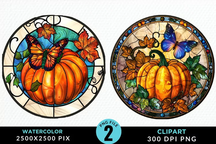 Stained Glass Pumpkin Exquisite Clipart