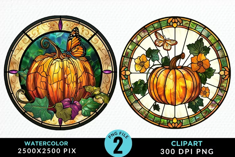 Stained Glass Pumpkin Exquisite Clipart