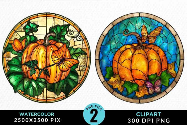 Stained Glass Pumpkin Exquisite Clipart