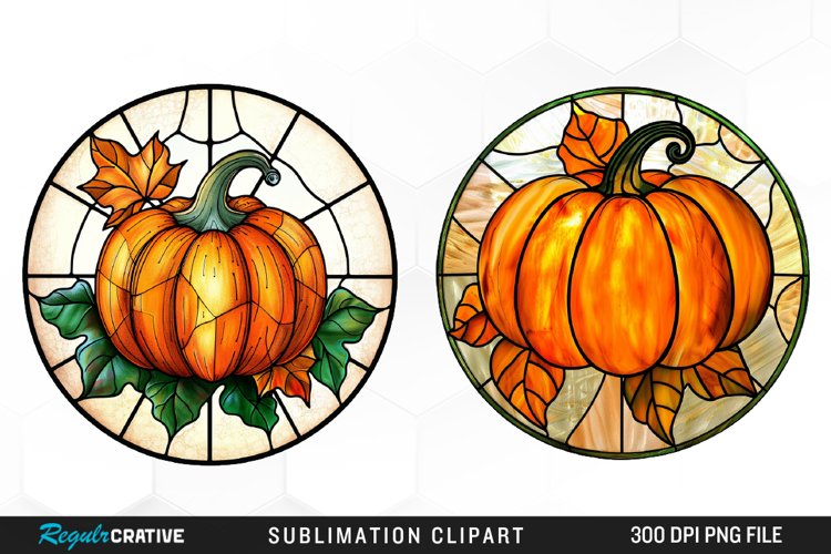 Stained Glass Pumpkin Set Clipart