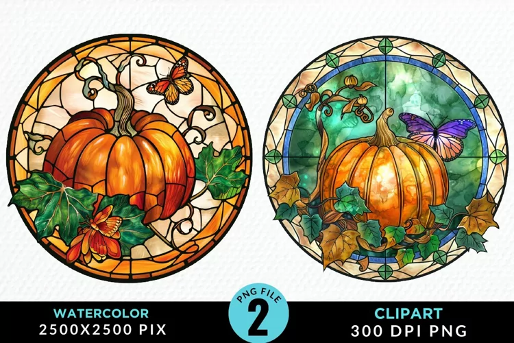 Stained Glass Pumpkin Exquisite Clipart