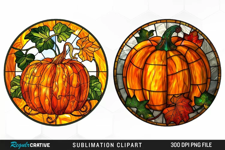 Stained Glass Pumpkin Graphic Clipart