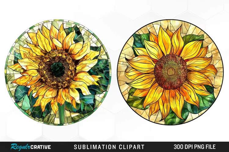 Stained Glass Sunflower Artwork Clipart