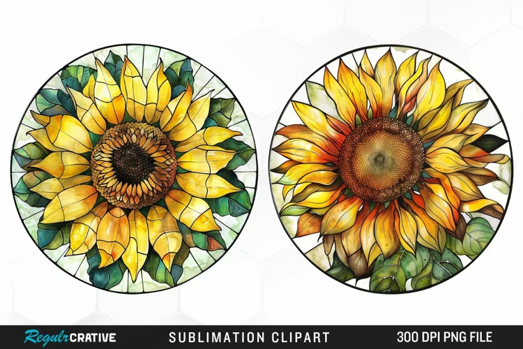 Stained Glass Sunflower Artwork Clipart