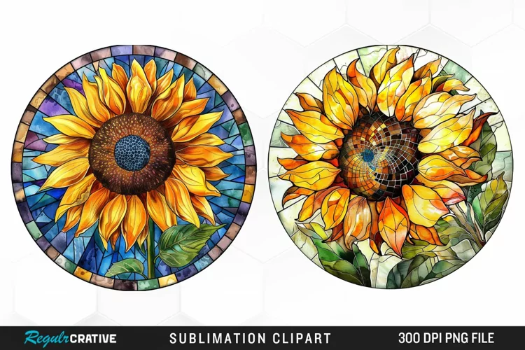 Stained Glass Sunflower Artwork Clipart