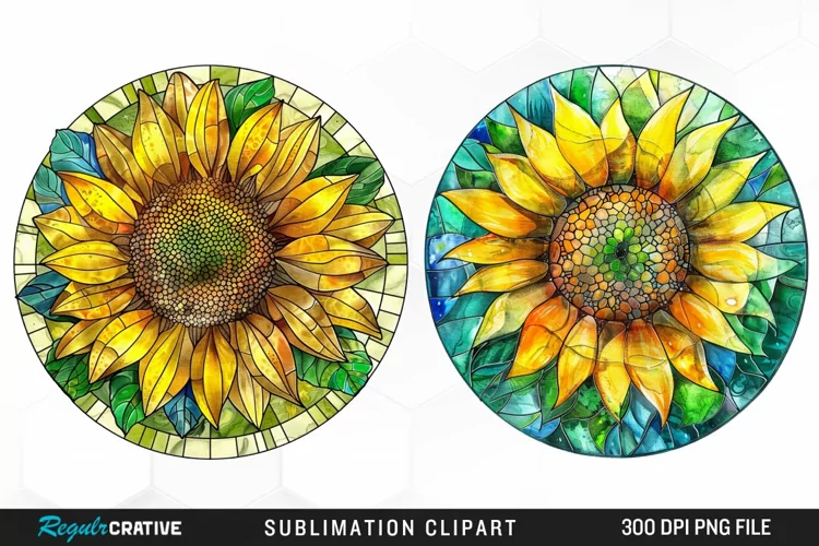 Stained Glass Sunflower Artwork Clipart
