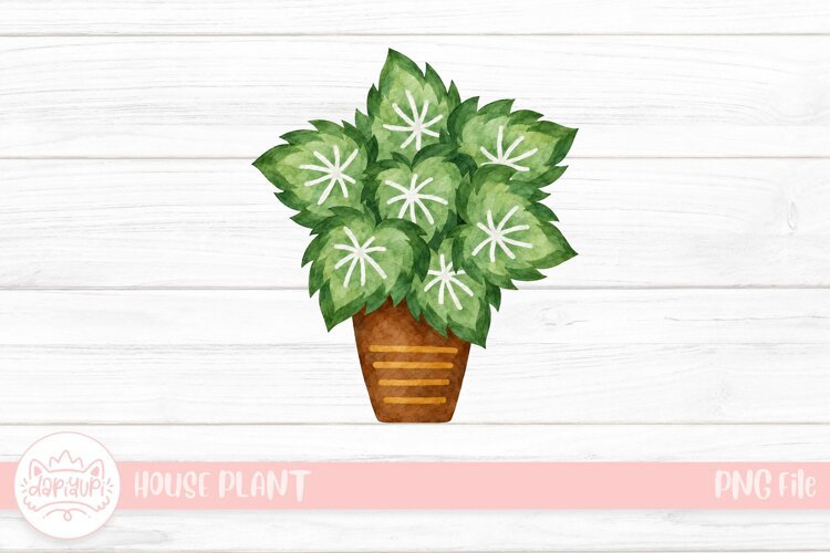 Watercolor Star-Veined Potted Plant example image 1