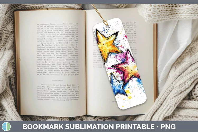 Watercolor Stars Bookmark Sublimation Printable Designs