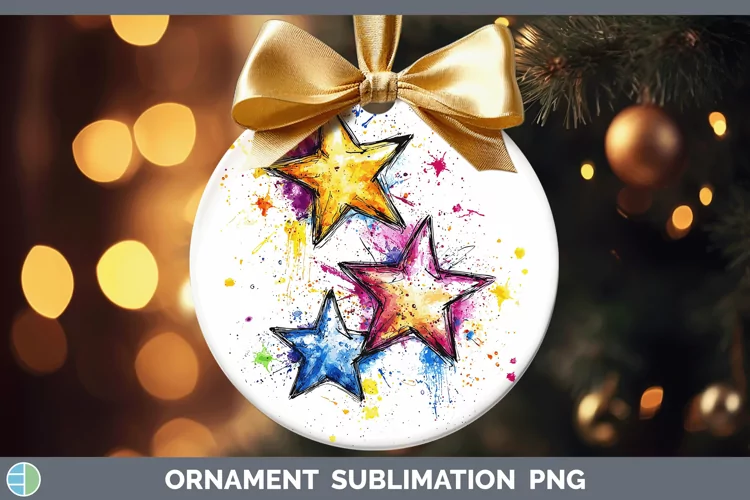 Watercolor Stars Ornament Sublimation Bauble Designs