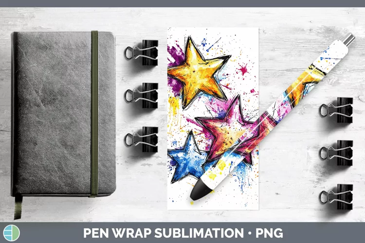 Watercolor Stars Pen Wrap Sublimation Pen Designs