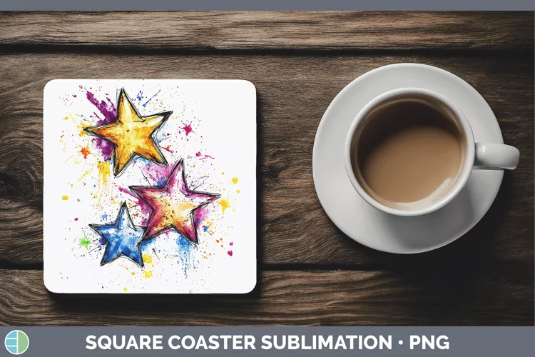 Watercolor Stars Square Coaster Sublimation Coaster Designs